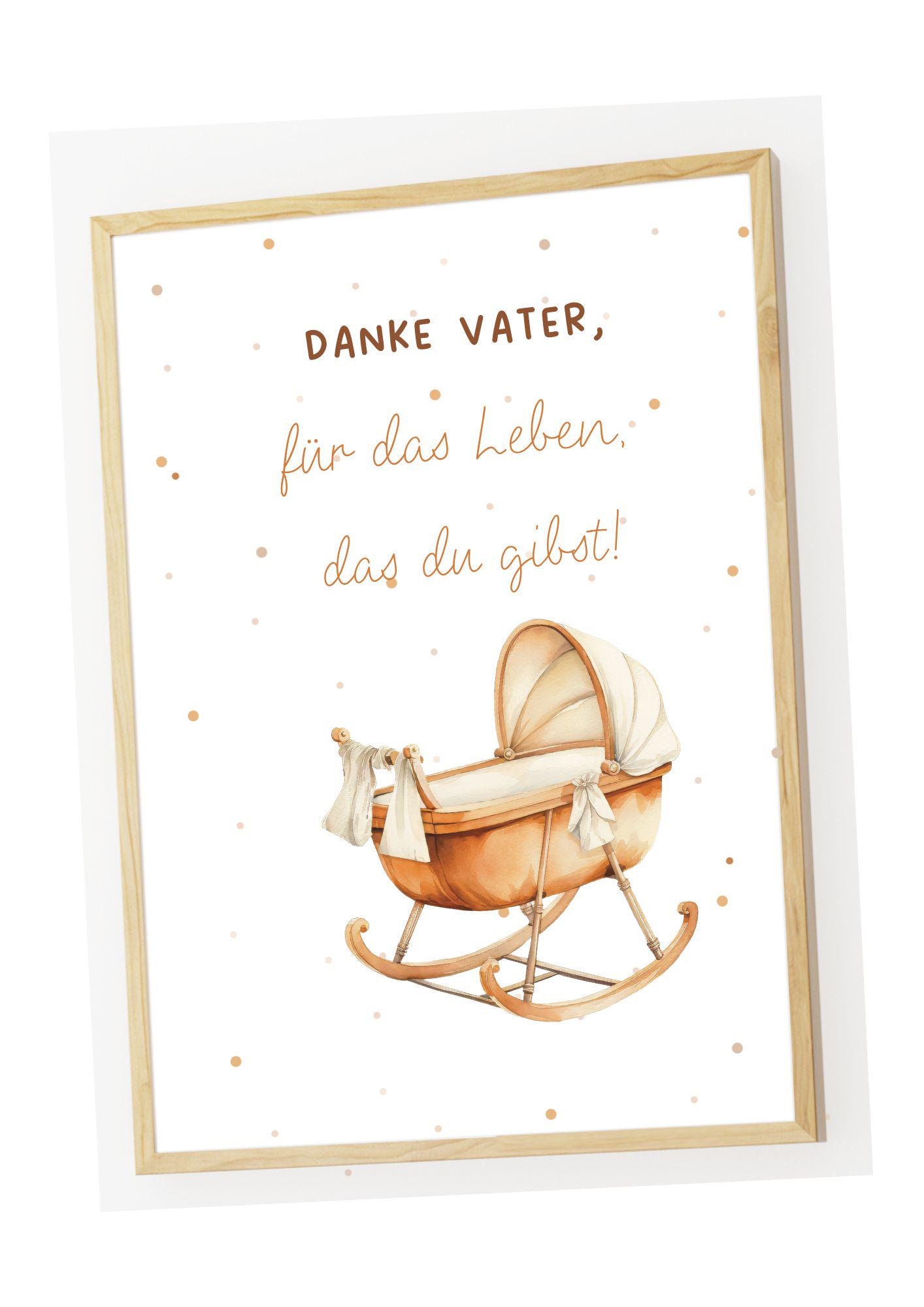 Christliche Poster Kinderposter Danke Vater für das Leben Wanddeko Bilderrahmen Kinderzimmer