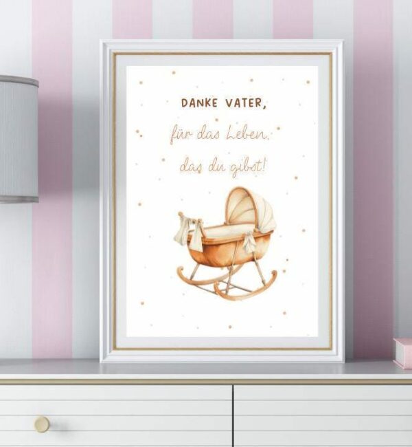 Christliche Poster Kinderposter Danke Vater für das Leben Wanddeko Bilderrahmen Kinderzimmer – Bild 7