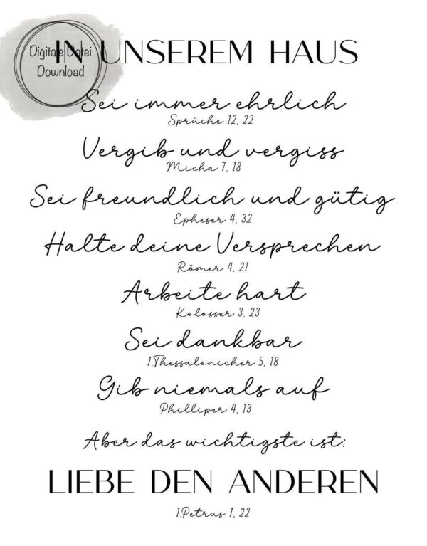 Poster Christliche Hausregeln PNG, PDF Digitaler Download Bibelverse in unserem Haus – Bild 4