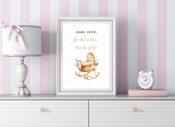 Christliche Poster Kinderposter Danke Vater für das Leben Wanddeko Bilderrahmen Kinderzimmer – Bild 4