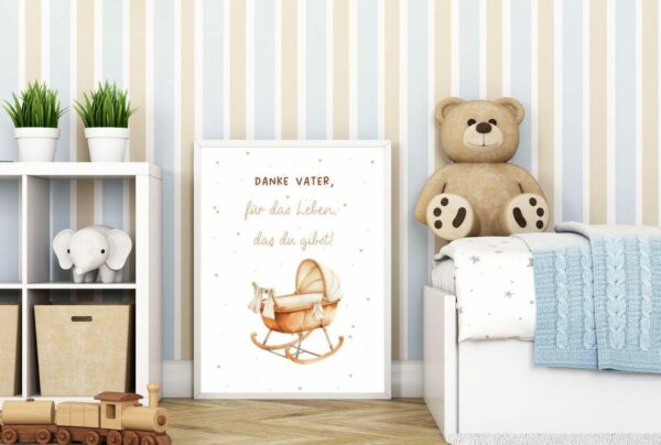Christliche Poster Kinderposter Danke Vater für das Leben Wanddeko Bilderrahmen Kinderzimmer – Bild 5
