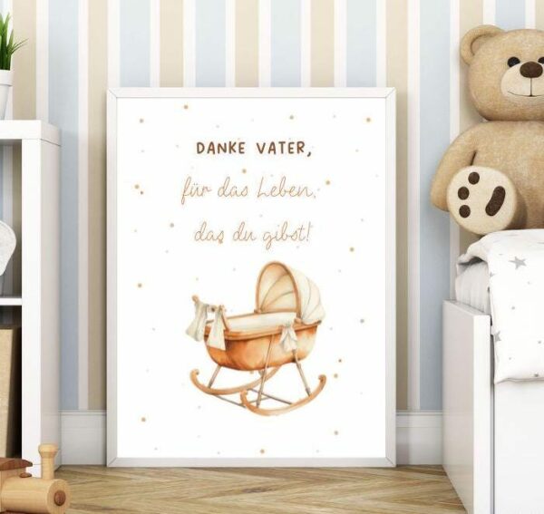 Christliche Poster Kinderposter Danke Vater für das Leben Wanddeko Bilderrahmen Kinderzimmer – Bild 9