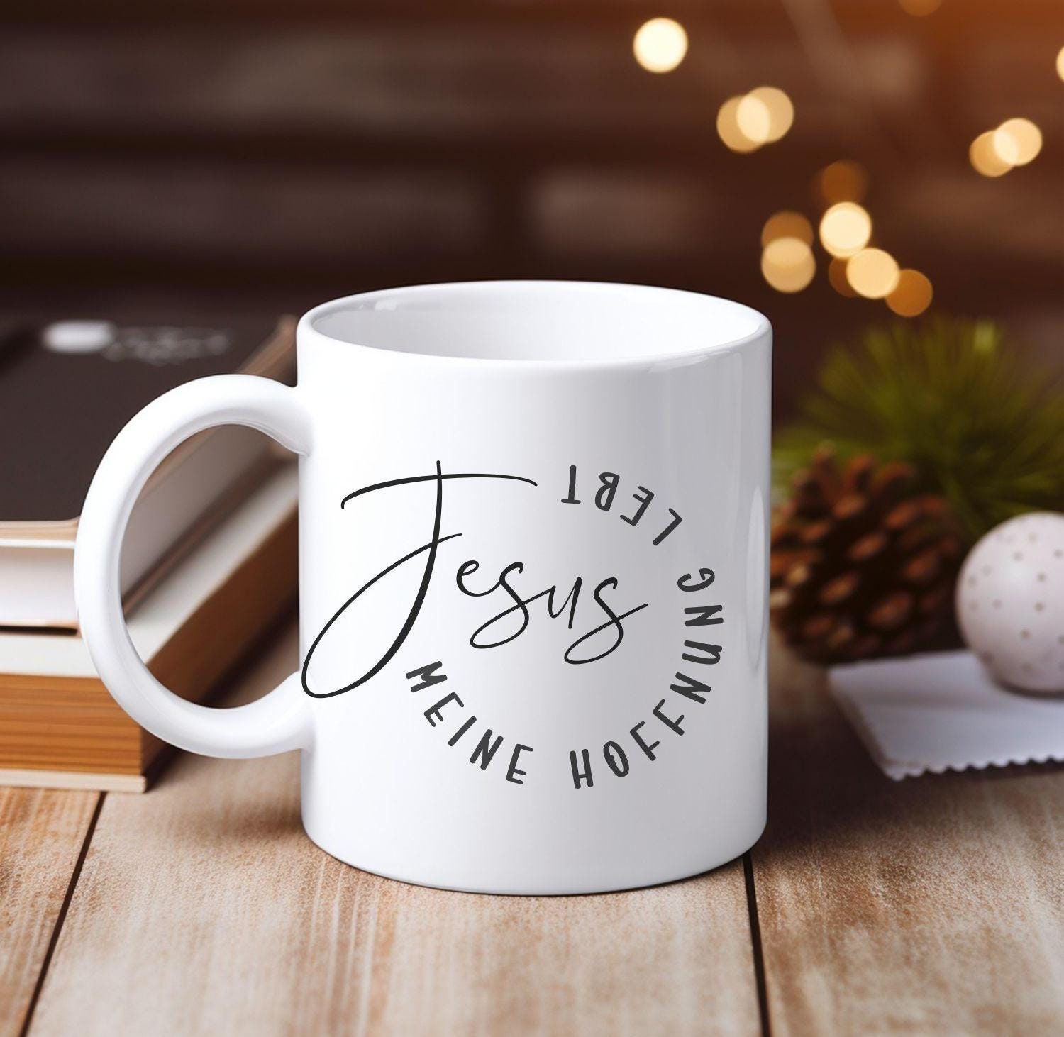 Weiße Tasse Jesus meine Hoffnung lebt christliches Motiv Keramiktasse Geschenk Kaffee Tee Tasse christlich