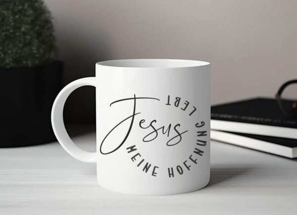 Weiße Tasse Jesus meine Hoffnung lebt christliches Motiv Keramiktasse Geschenk Kaffee Tee Tasse christlich – Bild 5