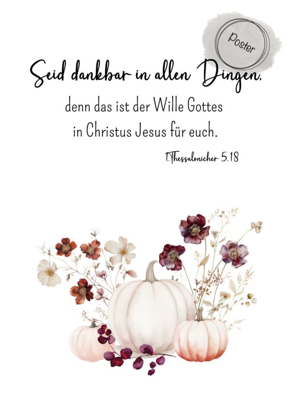 Christliches Posterbild Seid dankbar in allen Dingen Herbstlich – Bild 3