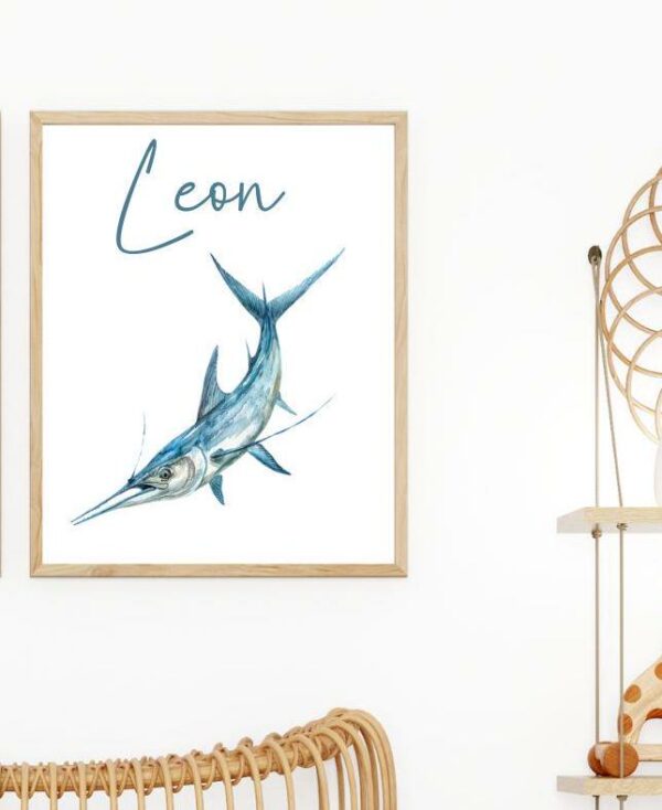Personalisiertes Poster Kinderposter Meer Digitaler Download Kinderzimmer Name Meerestier – Bild 3