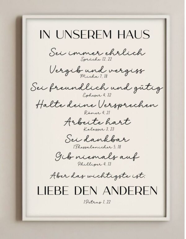 Poster Christliche Hausregeln und Bibelverse In unserem Haus – Bild 3
