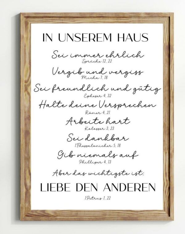 Poster Christliche Hausregeln und Bibelverse In unserem Haus – Bild 4