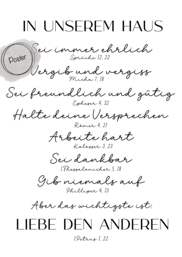Poster Christliche Hausregeln und Bibelverse In unserem Haus – Bild 6