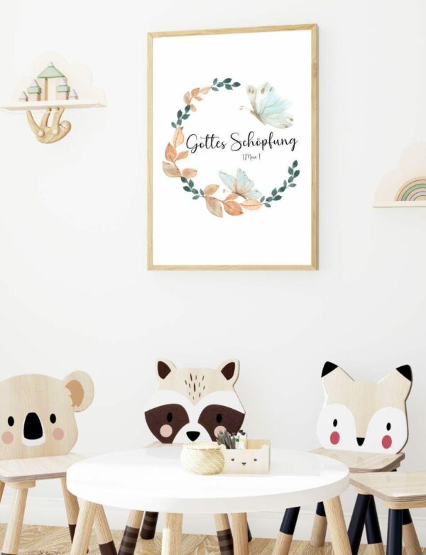 Christliches Poster Mädchen Kinderposter Gottes Schöpfung Kinderzimmer – Bild 4