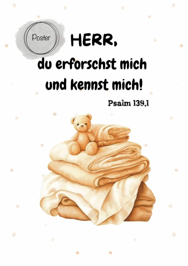 Christliches Kinderposter Baby Poster Bibelvers Herr du erforschst mich Kinderzimmer – Bild 3