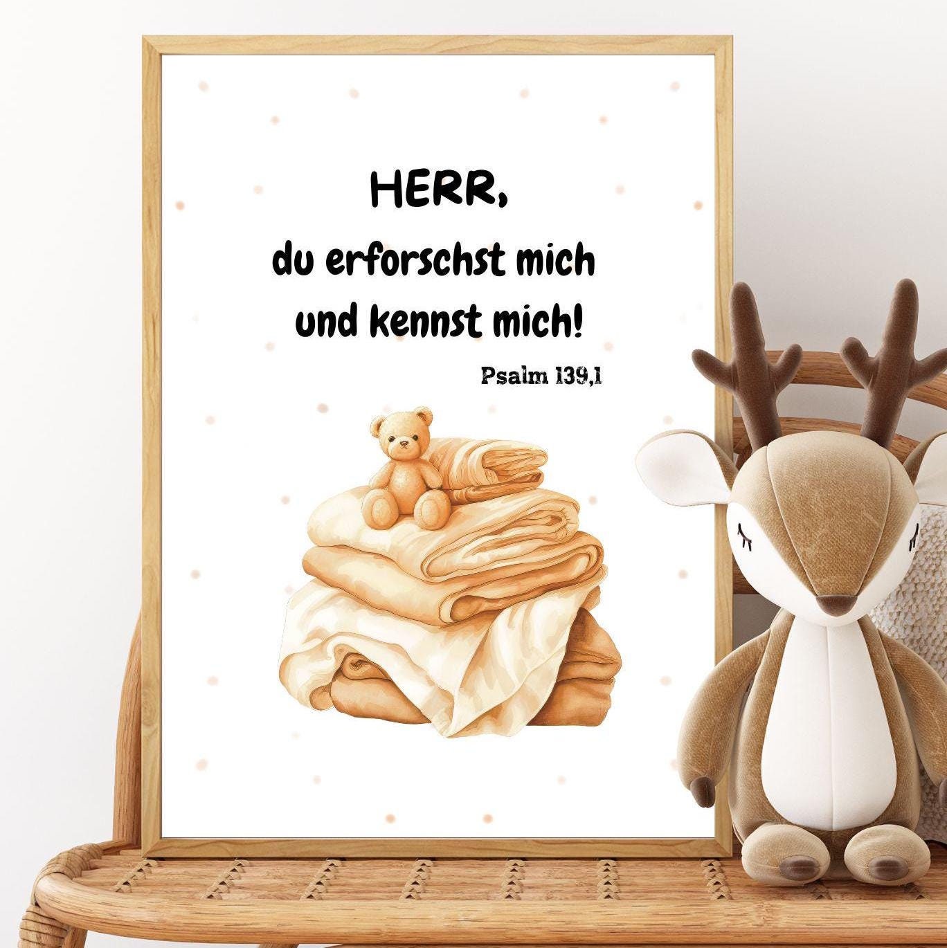 Christliches Kinderposter Baby Poster Bibelvers Herr du erforschst mich Kinderzimmer