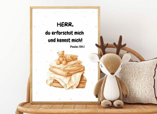 Christliches Kinderposter Baby Poster Bibelvers Herr du erforschst mich Kinderzimmer – Bild 4