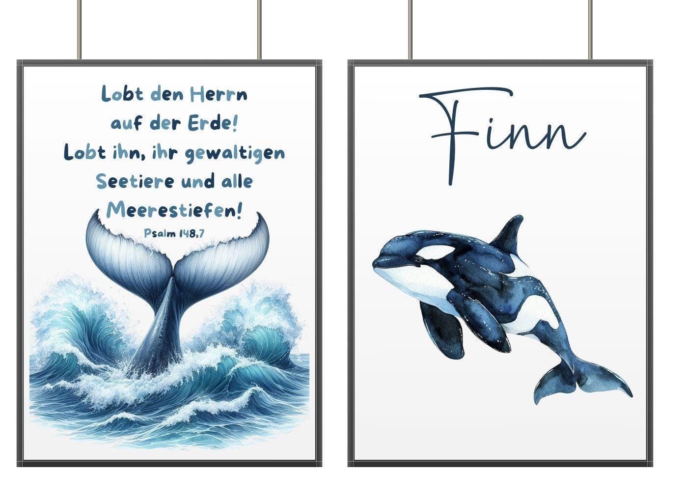 Christliche Kinderposter Set 2 Poster Meerestier Lobt den Herrn