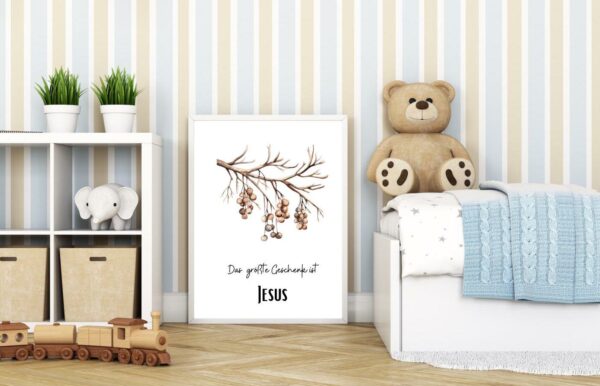 Christliches Poster Weihnachten Zweig Das größte Geschenk ist Jesus Wanddeko – Bild 4