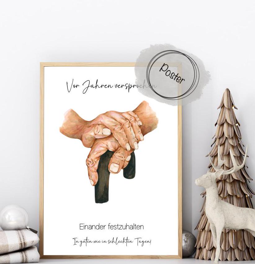 Christliches Poster Oma und Opa Hände Wanddeko Geschenk Hochzeit Opa Geburtstag Oma