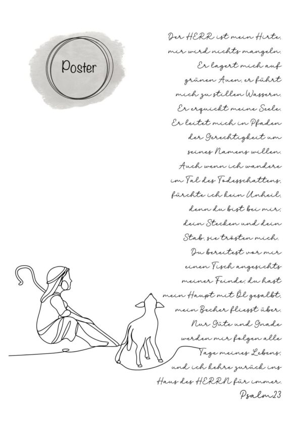 Christliches Poster Der Herr ist mein Hirte Psalm 23 Druck – Bild 4