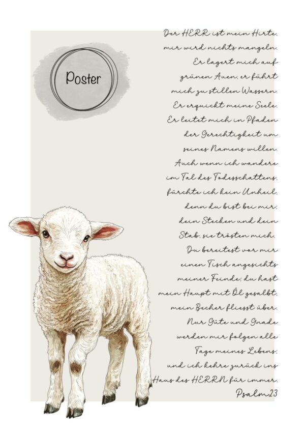 Christliches Poster Der Herr ist mein Hirte Psalm 23 Wanddeko Druck – Bild 4