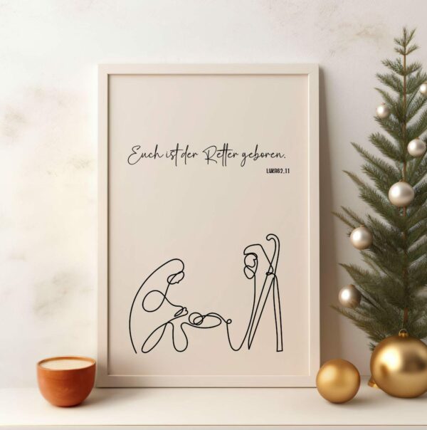 Christliches Poster Wandbild Weihnachten Euch ist der Retter geboren – Bild 4