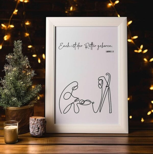 Christliches Poster Wandbild Weihnachten Euch ist der Retter geboren – Bild 5