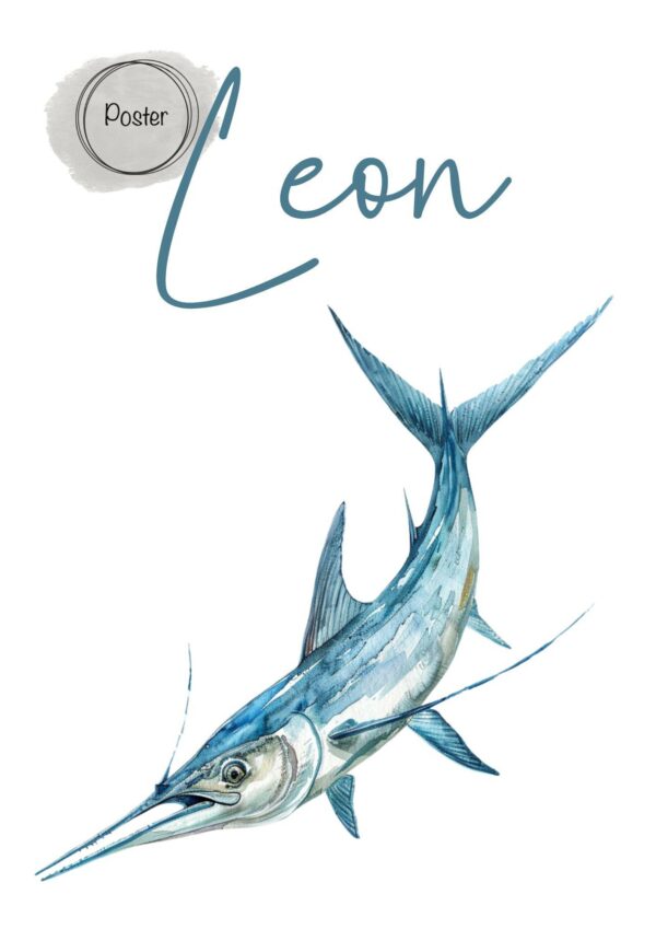 Christliche Kinderposter Bibelvers Poster Name Junge Kinderzimmer Set 2 Poster Meerestier Lobt den Herrn Fisch – Bild 5