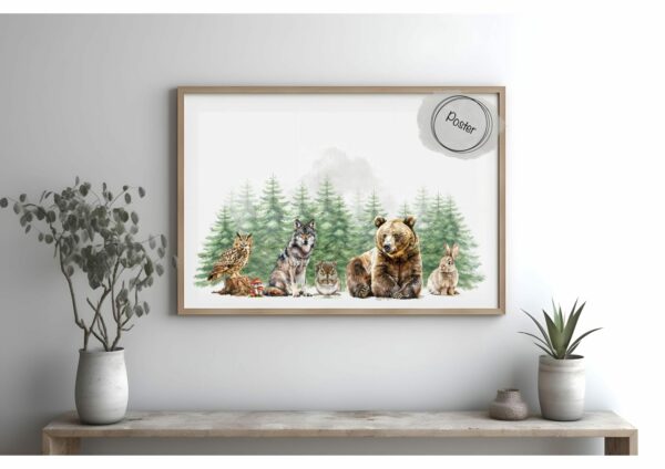 2 Poster / Kinderposter mit Waldtieren vor dem Wald – Bild 5