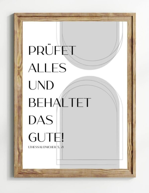Christliches Posterbild Jahreslosung 2025 Prüfet alles und behaltet das Gute! grau – Bild 2