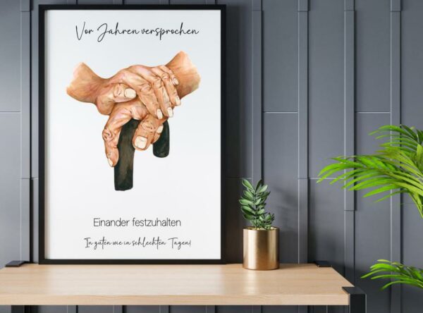Christliches Poster Oma und Opa Hände Wanddeko Geschenk Hochzeit Opa Geburtstag Oma – Bild 4