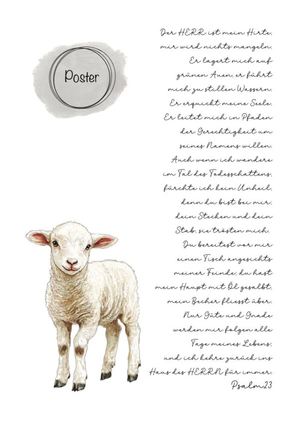 Christliches Poster  Der Herr ist mein Hirte Psalm 23 Druck – Bild 4