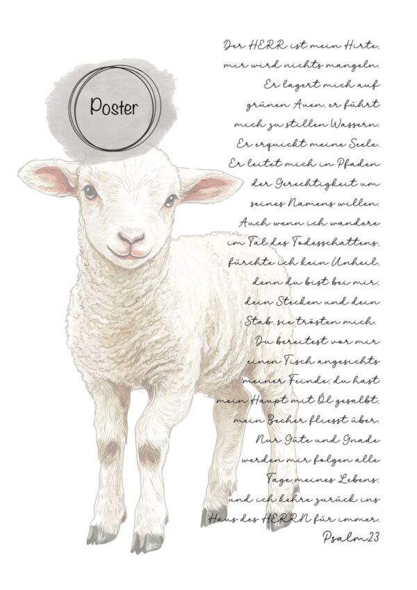 Christliches Poster Der Herr ist mein Hirte Psalm 23 Druck – Bild 3