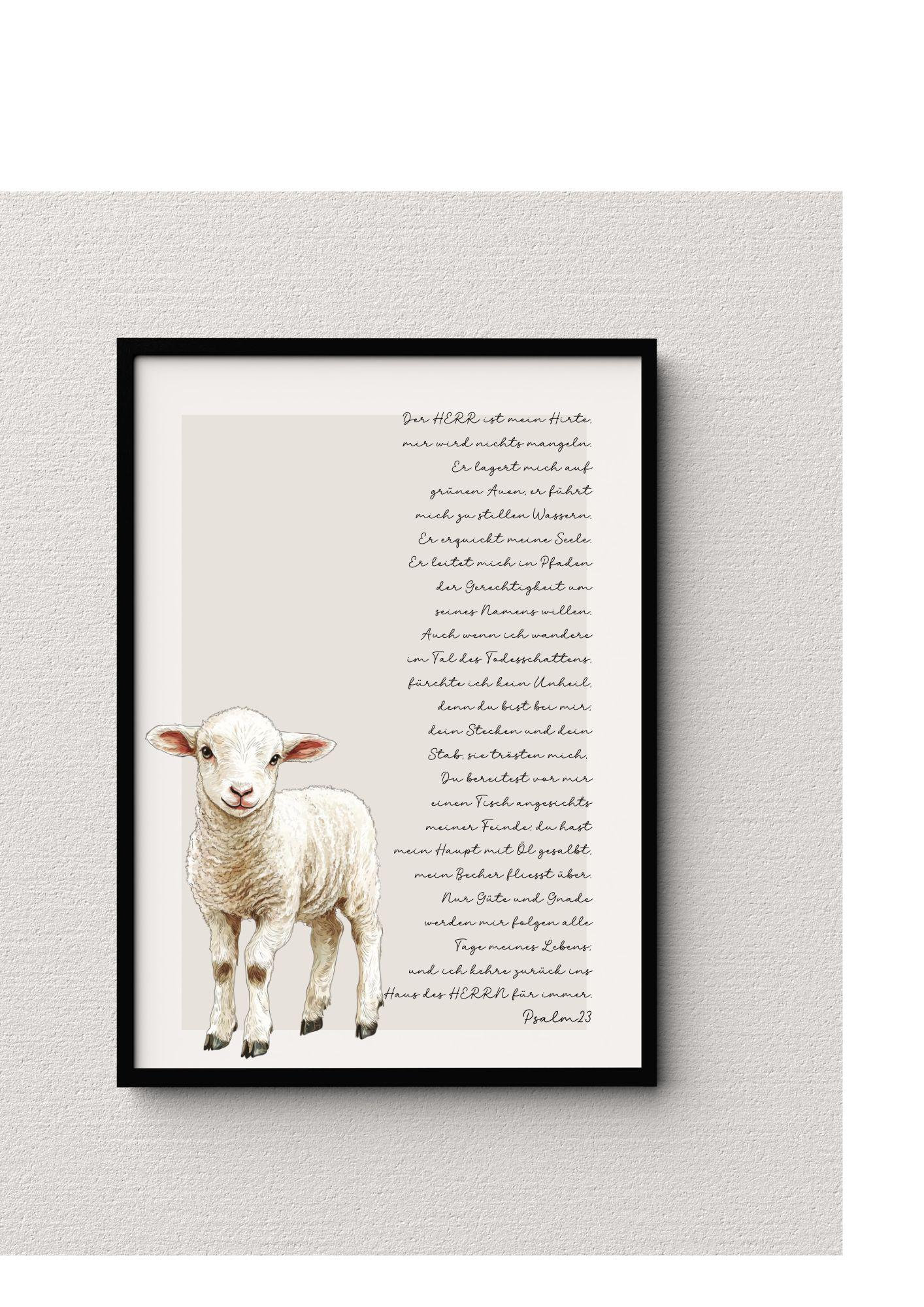 Christliches Poster Der Herr ist mein Hirte Psalm 23 Wanddeko Druck