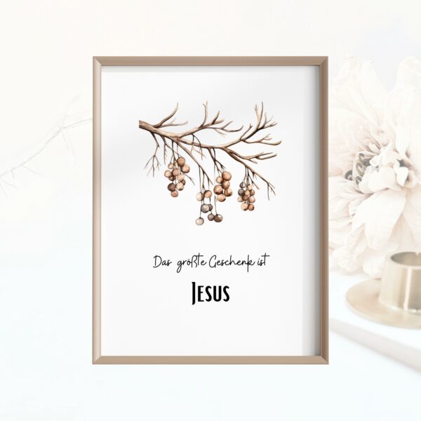 Christliches Poster Weihnachten Zweig Das größte Geschenk ist Jesus Wanddeko