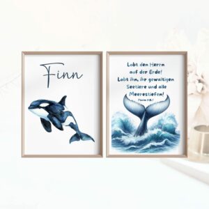 Christliche Kinderposter Set 2 Poster Meerestier Lobt den Herrn