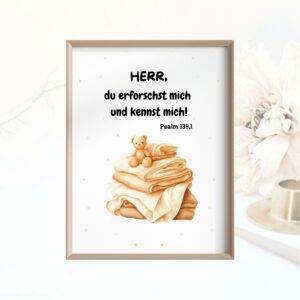Christliches Kinderposter Baby Poster Bibelvers Herr du erforschst mich Kinderzimmer