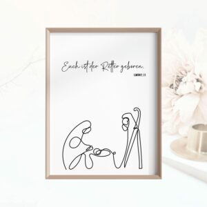 Christliches Poster Wandbild Weihnachten Euch ist der Retter geboren