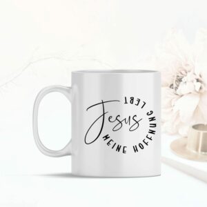 Weiße Tasse Jesus meine Hoffnung lebt christliches Motiv Keramiktasse Geschenk Kaffee Tee Tasse christlich