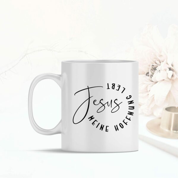 Weiße Tasse Jesus meine Hoffnung lebt christliches Motiv Keramiktasse Geschenk Kaffee Tee Tasse christlich