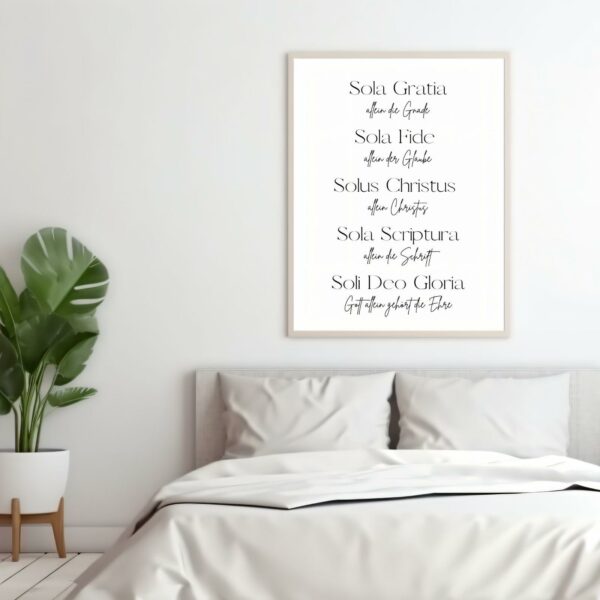 Christliches Posterbild 5 Solas Sola fide, Sola Gratia, sola fide, solus Christus, sola Scriptura, soli deo gloria – Bild 5