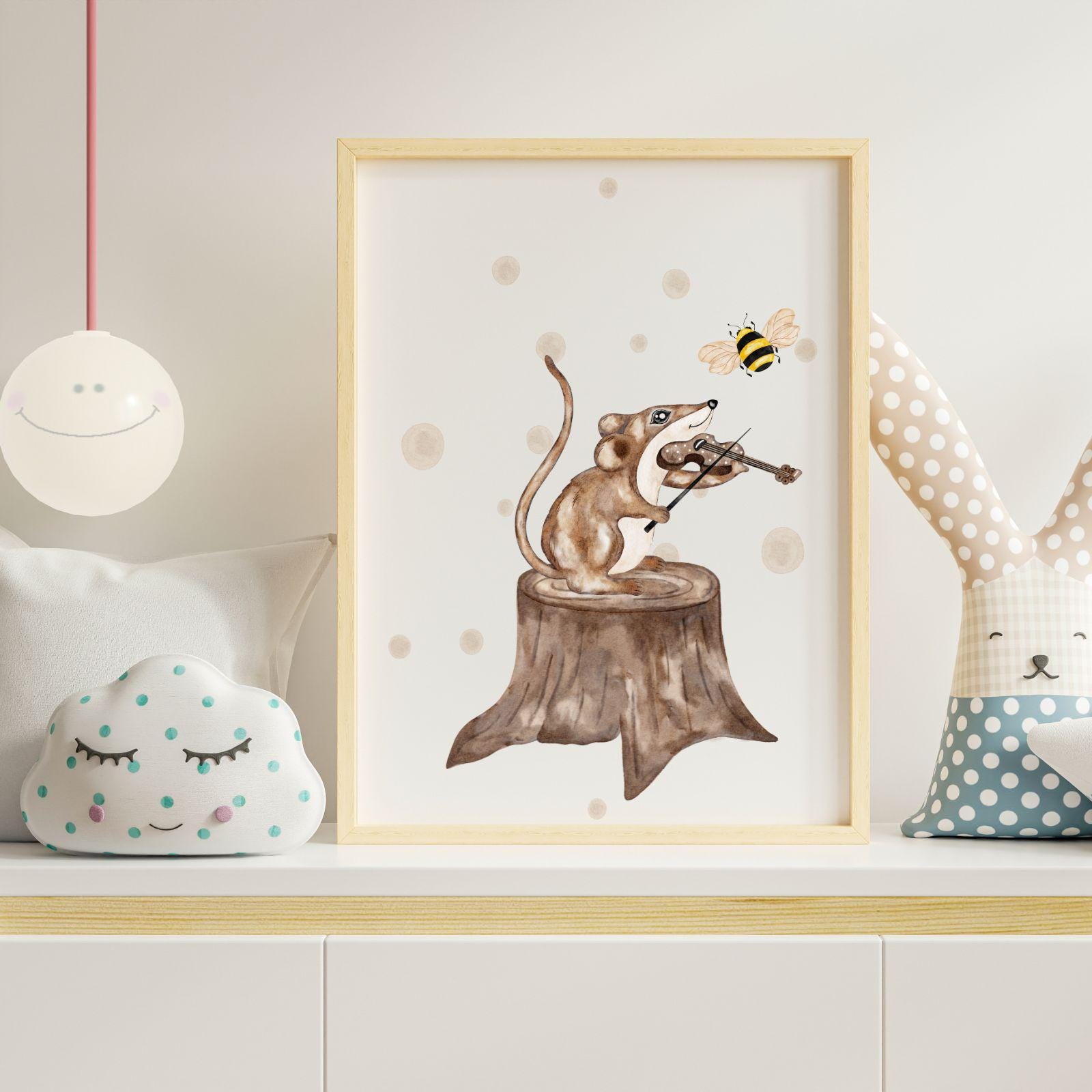 Posterbild Kinderposter Maus mit Geige Kinderzimmer