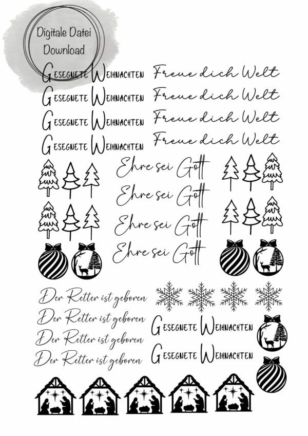 Weihnachten Pdf christliche Kerzen Tatoos Vorlage Kerzen gestalten Wasserschiebefolie Sofort Download – Bild 4