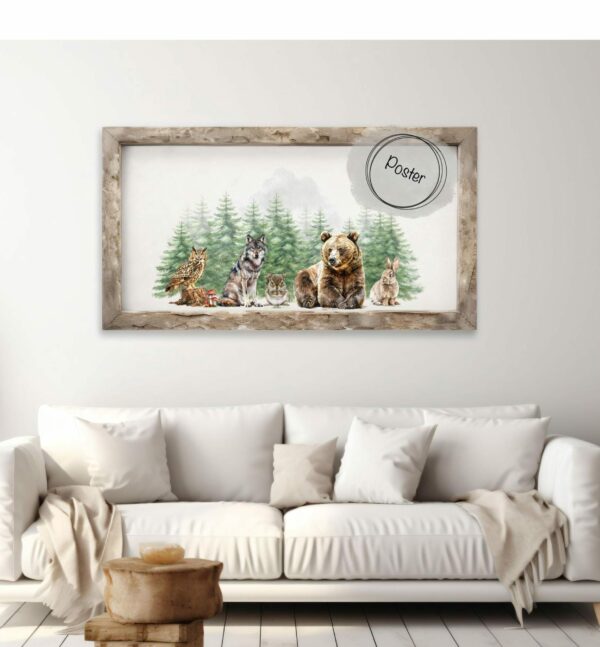 2 Poster / Kinderposter mit Waldtieren vor dem Wald – Bild 3