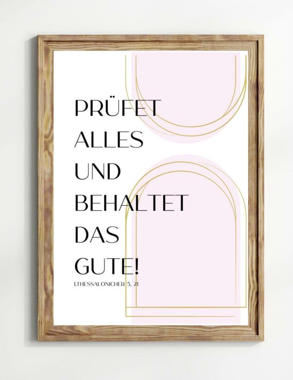Christliches Poster - Digitaler Download - Jahreslosung 2025 - Prüfet alles und behaltet das Gute - Rosa – Bild 2