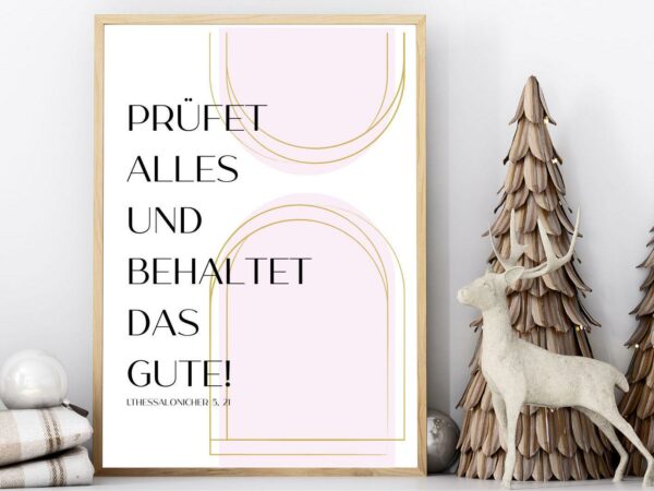Christliches Poster - Digitaler Download - Jahreslosung 2025 - Prüfet alles und behaltet das Gute - Rosa – Bild 5