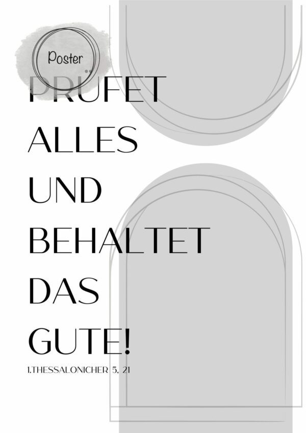 Christliches Posterbild Jahreslosung 2025 Prüfet alles und behaltet das Gute! grau – Bild 3