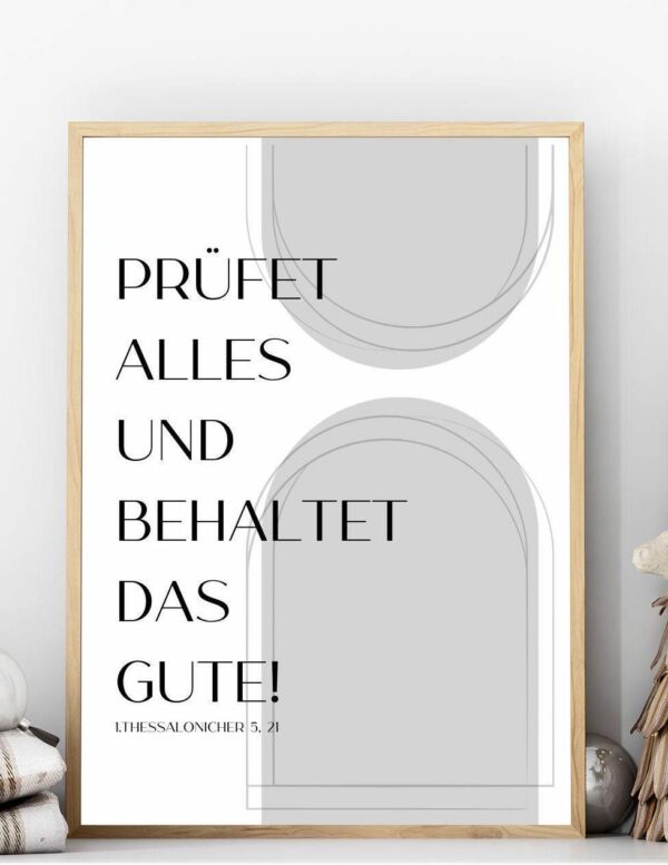 Christliches Posterbild Jahreslosung 2025 Prüfet alles und behaltet das Gute! grau – Bild 5