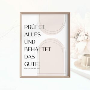 Christliches Posterbild Jahreslosung 2025 Prüfet alles und behaltet das Gute!