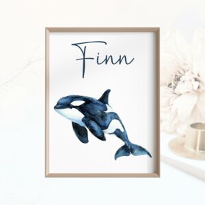 Personalisiertes Poster Kinderposter Meer Digitaler Download Kinderzimmer Name Meerestier