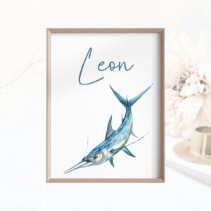 Personalisiertes Poster Kinderposter Meer Digitaler Download Kinderzimmer Name Meerestier