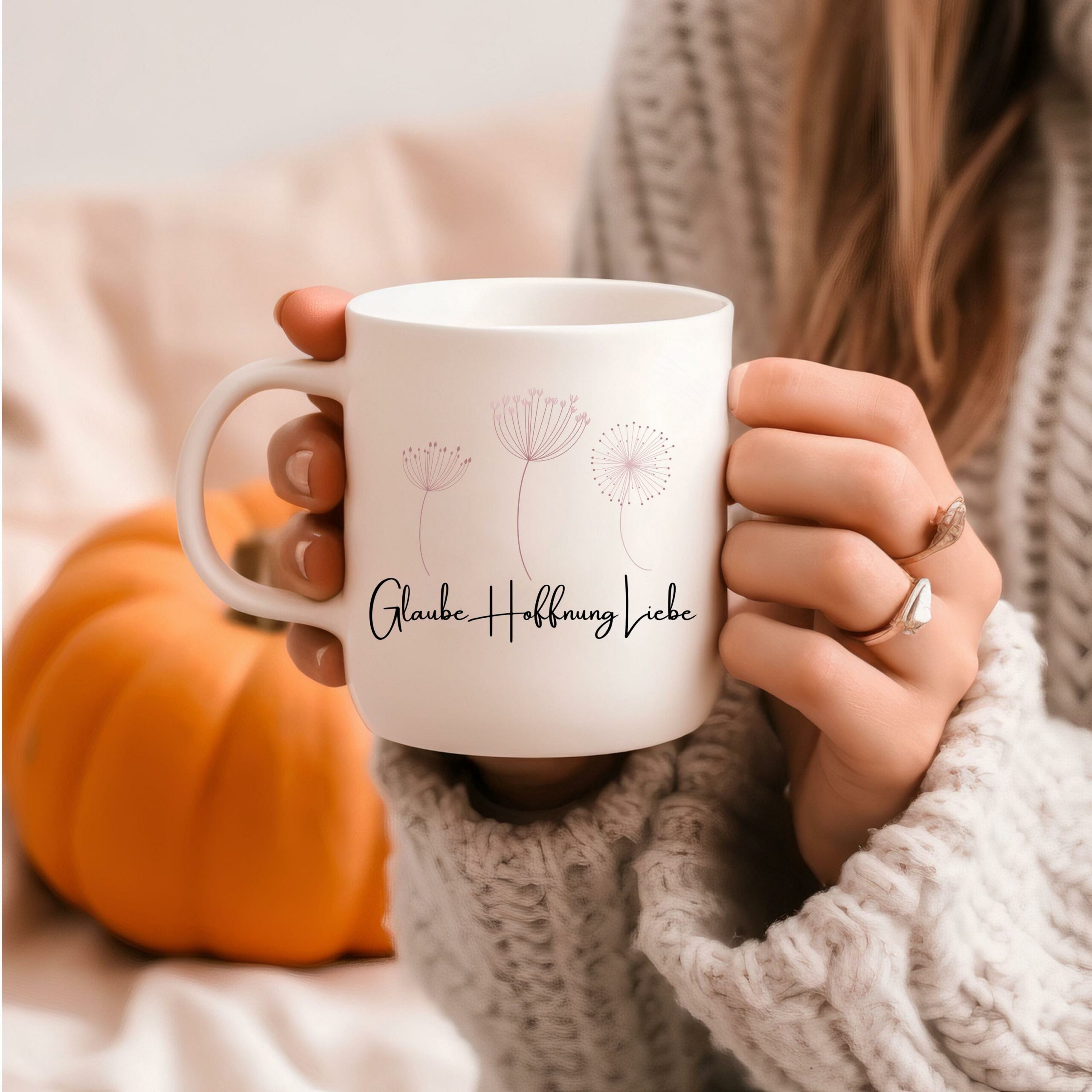 Weiße Tasse Glaube Hoffnung Liebe christliches Motiv Keramiktasse Geschenk Kaffee Tee Tasse christliches Geschenk