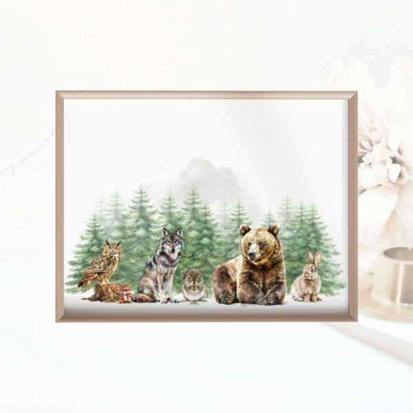 2 Poster / Kinderposter mit Waldtieren vor dem Wald – Bild 6